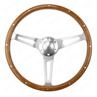 热销款 复古真柳钉铆钉桃木380mm15寸38cm 方向盘木质木制改装