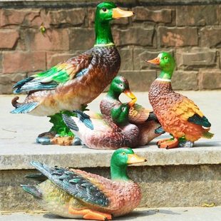 花园庭院阳台装饰品绿头鸭摆件园艺景观雕塑模型树脂工艺品农家风