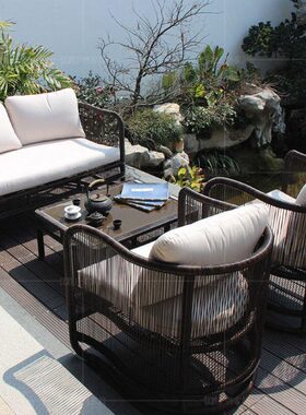 户外沙发庭院休闲藤沙发客厅阳台别墅藤编沙发茶几组合藤条沙发