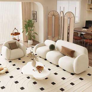 奶油风异形沙发现代酒店大堂接待会客休息区现代极简休闲弧形沙发
