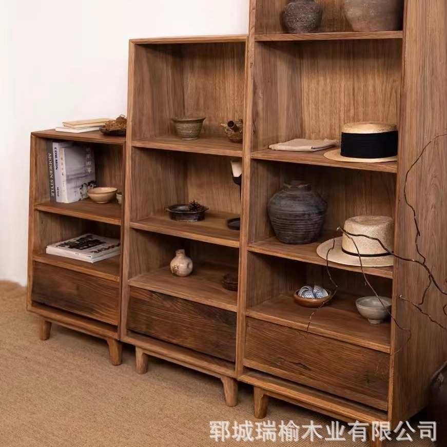 家居中式老榆木木制展示柜民宿收纳置物架玄关陈列组合斗柜书架子