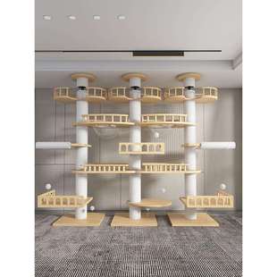 大型猫爬架实木三柱猫舍缅因布偶通天柱免打孔不占地顶天立地