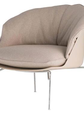 现代北欧轻奢单人沙发椅意式极简卧室懒人布艺创意黄色皮革休闲椅