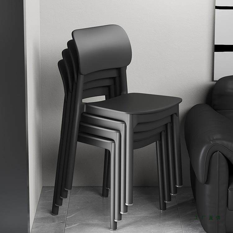 塑料餐椅可叠放家用加厚餐桌椅现代简约黑色凳子靠背餐厅休闲椅子