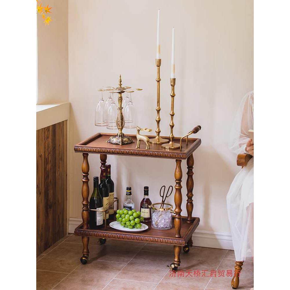 客厅沙发茶几餐车法式中边几餐边柜双层置物架推车古风可移动复古,3C数码配件,USB灯,淘宝优惠券,粉丝福利购,淘宝优惠卷