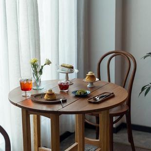 实木折叠桌现代简约吃饭桌北欧缅甸柚木圆桌餐厅小户型家用餐桌
