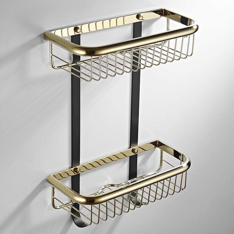 北欧黑金色不锈钢卫生间淋浴房转角置物架浴室厕所三角篮收纳