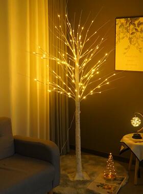 爆款LED圣诞节日发光树白桦树枝家居装饰灯室内房间氛围树灯