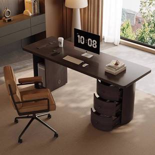 实木书房书桌意式极简客厅长条桌咨询接待桌电脑办公高级感现代