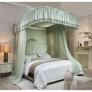 带防尘顶U型轨道落地三开门1.8m1.5m2m床家用轨道蚊帐 新款