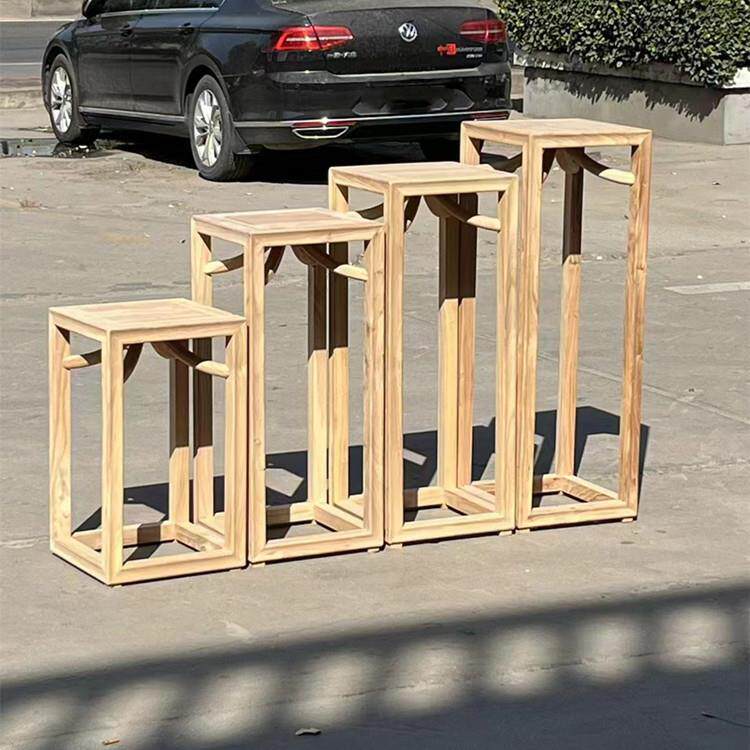 新中式花架白茬胚北榆木花盆架全实木绿萝盆栽落地置物角花几