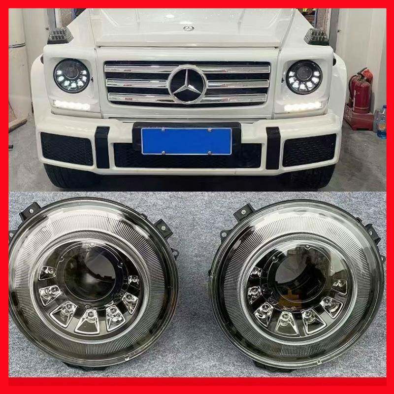 适用于09-18款W463奔驰G级老款G63G55G350G500熏黑泪眼LED大灯