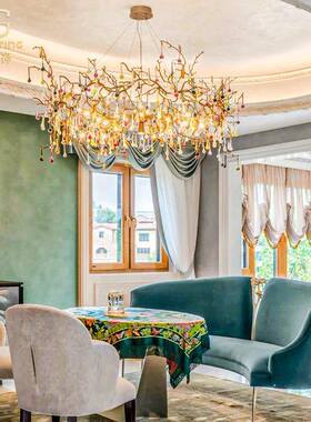 桌灯岛高档客厅别墅全轻法式灯具水晶奢餐桌餐厅serip吊灯铜台灯