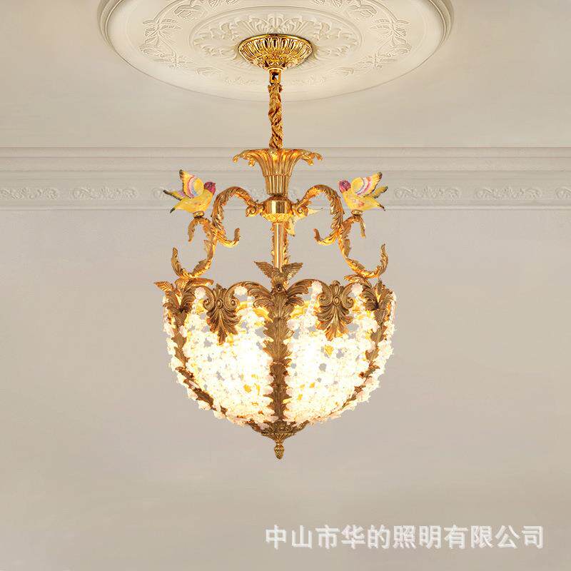 法式田园吊灯卧室灯大气奢华欧式别墅客厅餐厅个性轻奢全铜水晶灯
