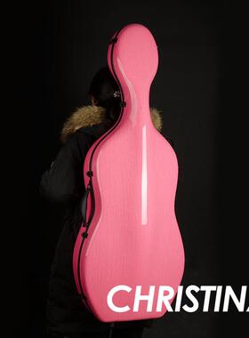 chrisitina大提琴盒亮粉色大提琴包大提琴琴盒配件盒子