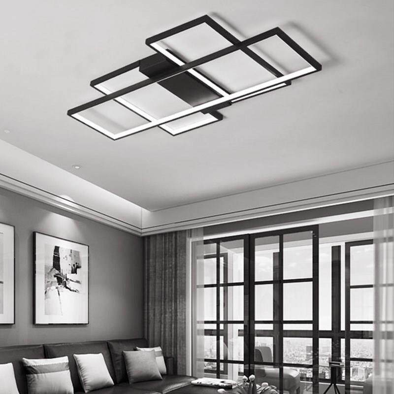 客厅餐厅卧室LED吊灯黑白现代LED吊顶室内亮度220V110V