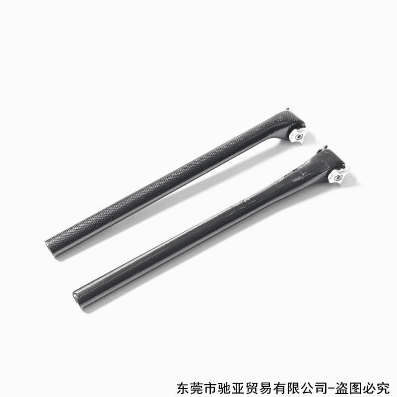 无标全碳纤维黑色亮标圆头夹片座管山地公路折叠自行车坐管座杆
