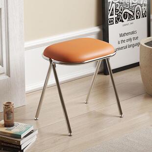 化妆凳家用女生卧室梳妆台椅子小户型家具梳妆凳北欧风金属骨架
