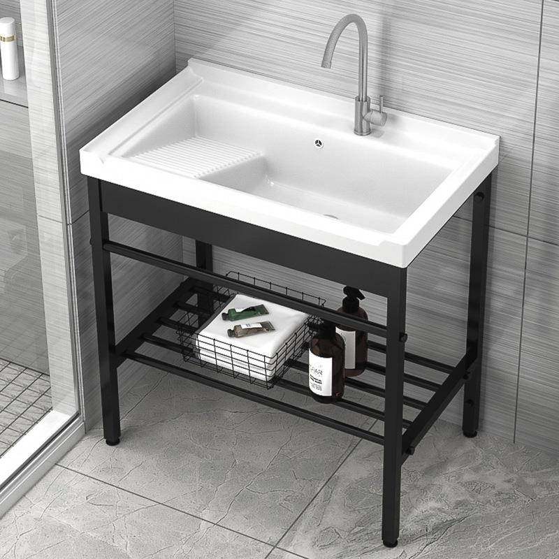 阳台洗衣盆陶瓷一体式台盆支架不锈钢洗衣池带搓衣板大水池洗漱盆