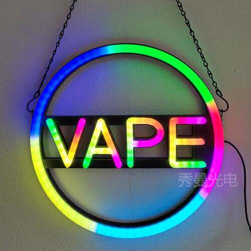 VAPESIGNvape全彩霓虹灯广告牌VAPE炫彩灯牌遥控多种闪烁模式