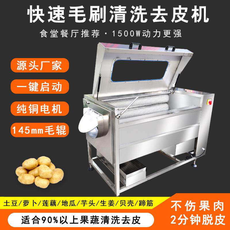 毛刷辊商用土豆去皮机全自动萝卜削皮机小型芋头红薯清洗脱皮机