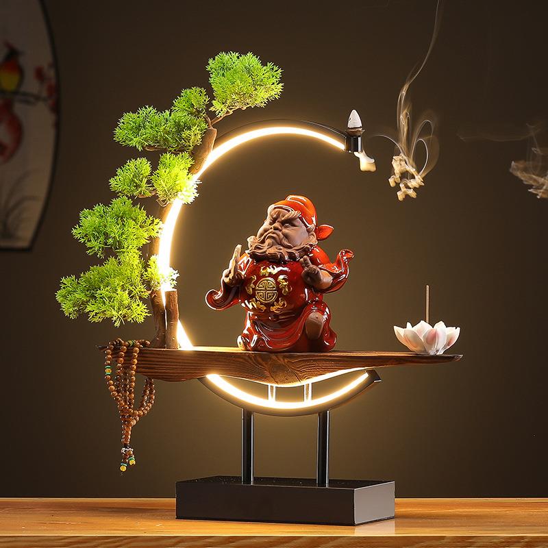 新中式钟馗陶瓷摆件灯圈倒流香创意复古工艺品新中式家用客厅玄关