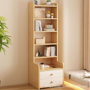 实木生态板置物架床头柜落地床边收纳柜家用卧室多层简易书柜书架