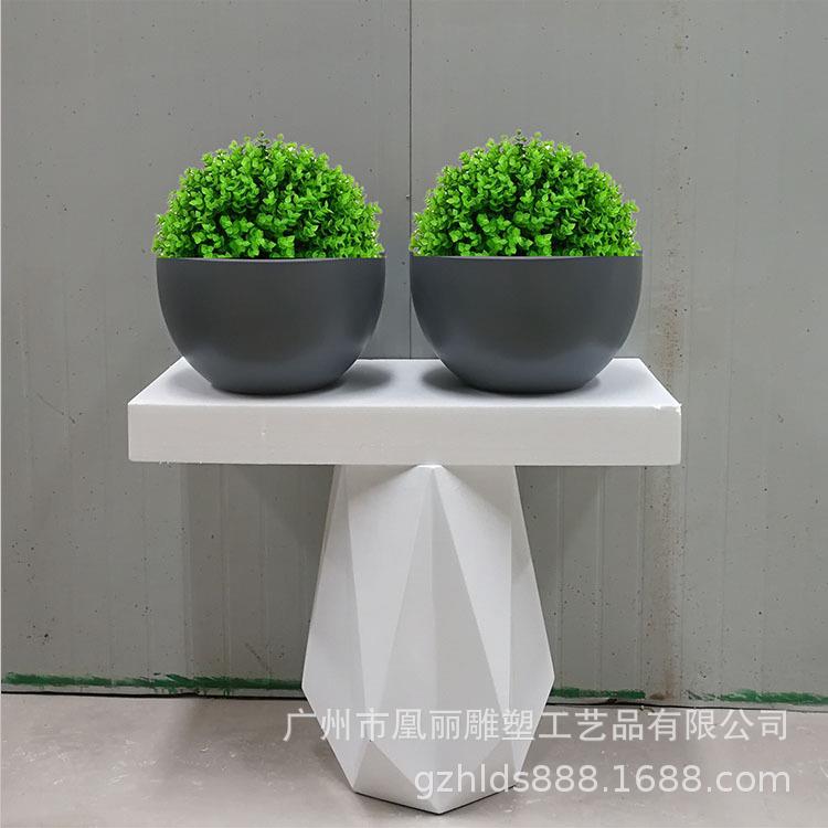北欧简约轻奢桌面花器商场玻璃钢碗状花盆仿真盆景装饰品摆件
