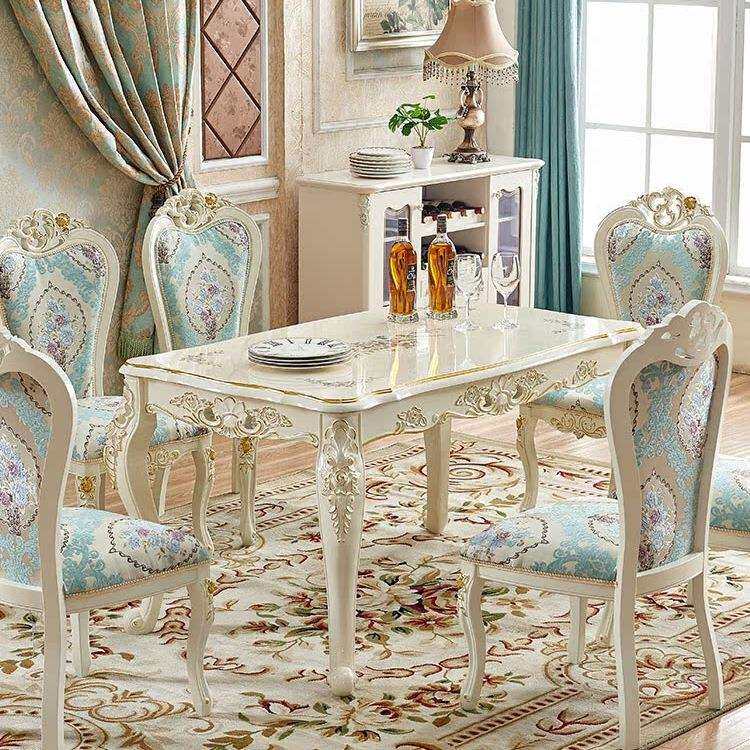 欧式餐桌椅组合北欧实木长方形家用2026年新款白色小户型吃饭桌w&