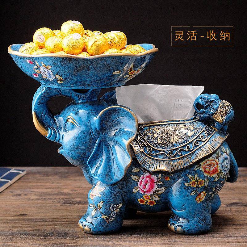 欧式个性创意抽纸盒客厅茶几餐桌装饰摆件多功能大象收纳盒纸巾盒