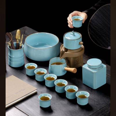 精品汝窑自动茶具套装家用办公室高档懒人泡茶神器陶瓷茶壶茶杯组