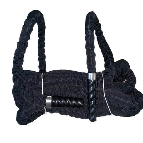 新款加铁环黑色体能训练绳格斗绳健身绳战绳战斗绳甩大粗绳