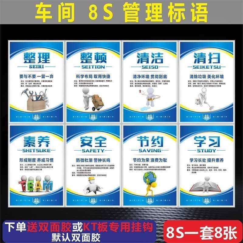 工厂车间5s6s7s8s9s仓库管理标语标识牌展板办公室挂画文化墙