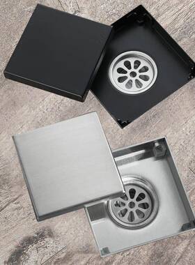 HIDEEP10*10cm不锈钢方形镜面黑色防臭隐藏式浴室地漏HIDL160-1