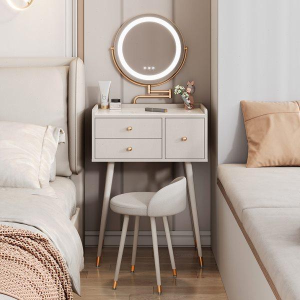 法式奶油风小型梳妆台60cm小户型卧室岩板化妆桌迷你化妆台窄新款,住宅家具,梳妆台/桌,淘宝优惠券,粉丝福利购,淘宝优惠卷