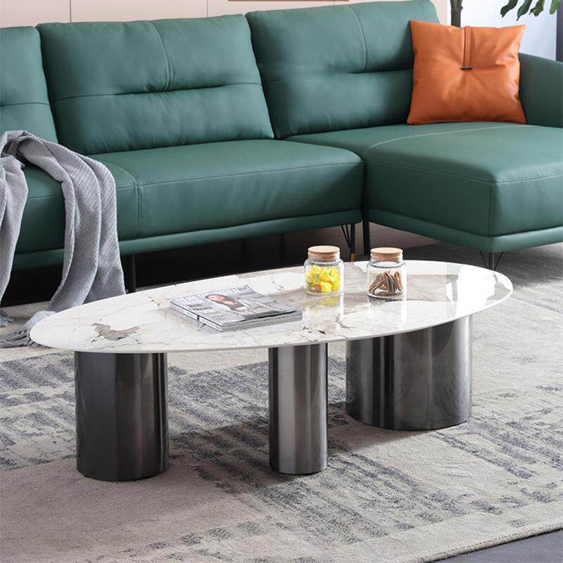 意式现代简约极简茶几客厅家用小户型轻奢椭圆形岩板沙发桌子异形