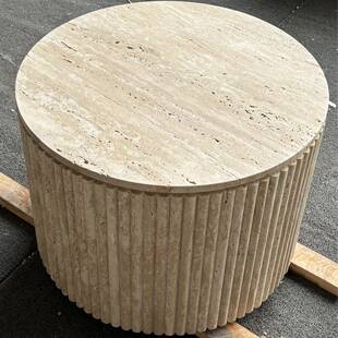 洞石石材大理石餐桌台茶几餐边柜工厂石灰华材质原石真石