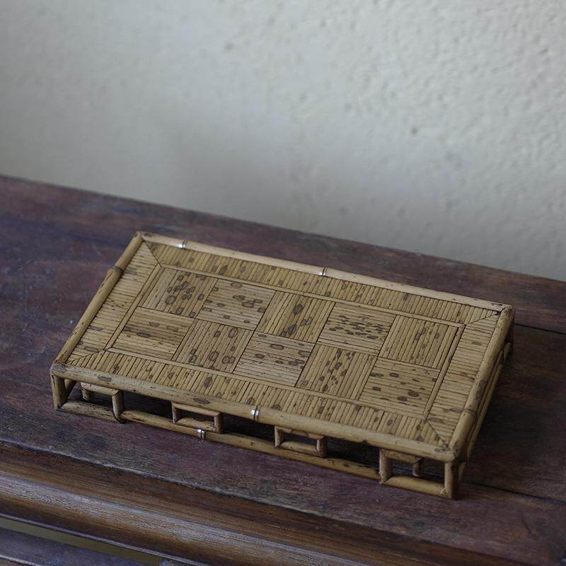 梅鹿竹长形案台茶盘茶台文玩杂项器具中式竹制小茶台