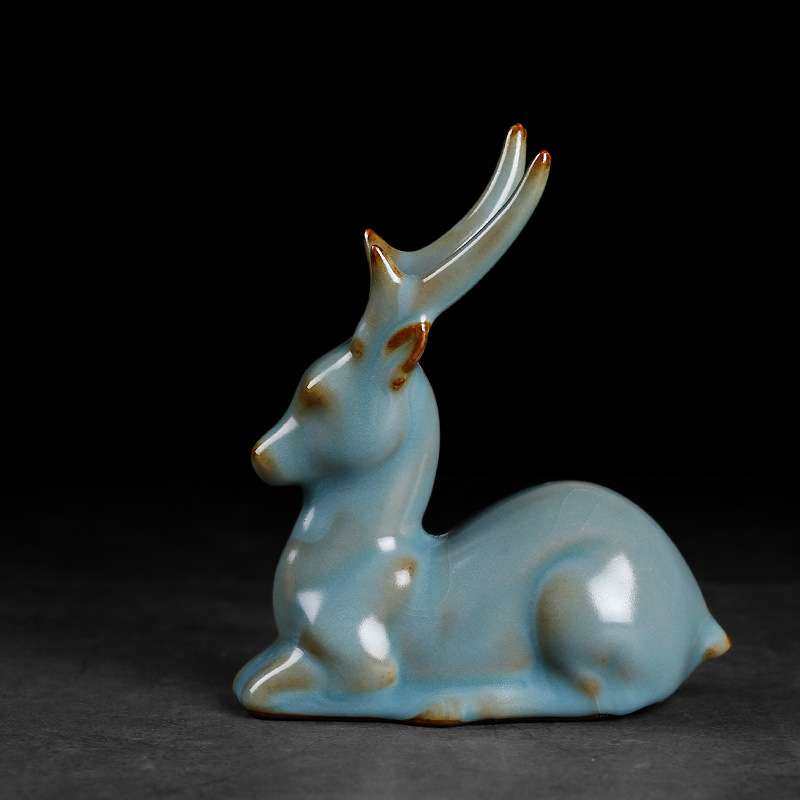 汝窑茶宠茶精品创意开片可养陶瓷茶桌茶台上的摆件装饰品一鹿陪伴,电子元器件市场,其它元器件,淘宝优惠券,粉丝福利购,淘宝优惠卷