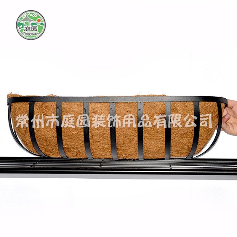 厂家直供半圆椰棕挂篮款式多样铁艺花篮园艺手工编制花盆吊篮吊篮