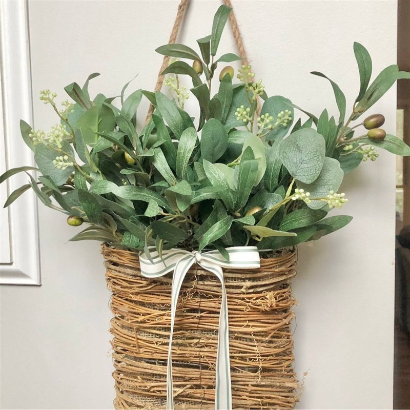 纵鸿跨境新款春夏季花篮花环仿真花藤篮门篮门挂居家门前装饰花环