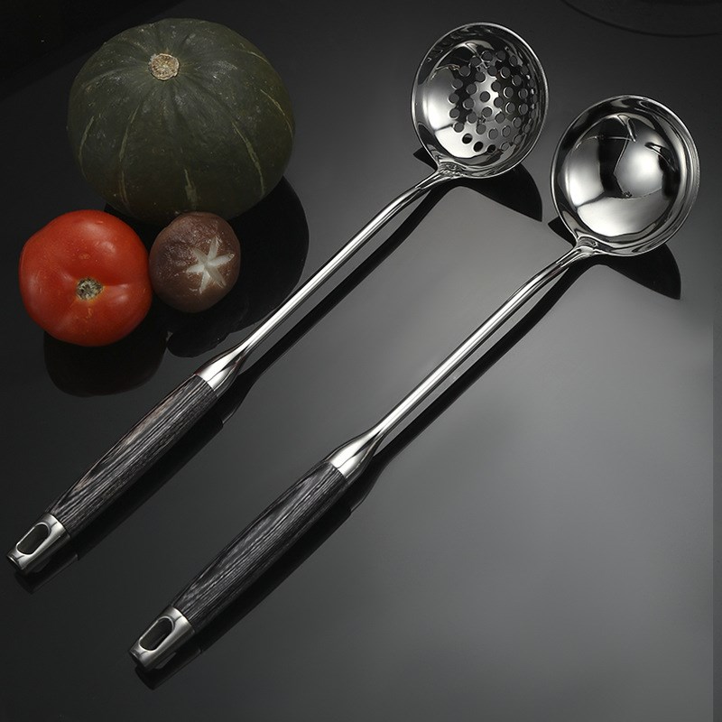 304不锈钢亮光 汤勺小漏勺火锅勺子家用大号长柄盛汤亮光