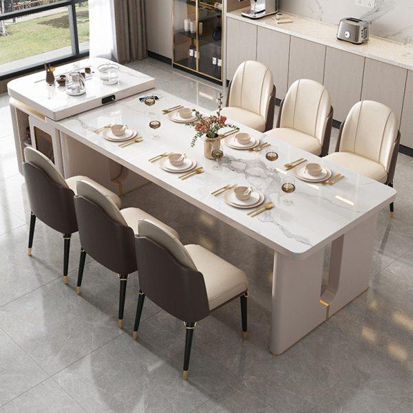 岩板餐桌2024新款伸缩岛台一体家用小户型轻奢多功能带电磁炉吧台,住宅家具,岩板餐桌,淘宝优惠券,粉丝福利购,淘宝优惠卷