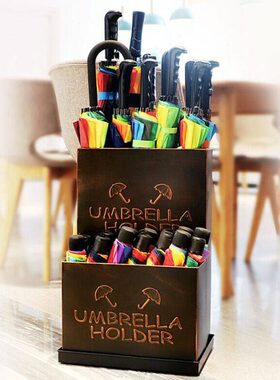 勋狸粑雨伞架雨伞收纳架家用多功能铁艺伞桶创意酒店大堂雨伞放置