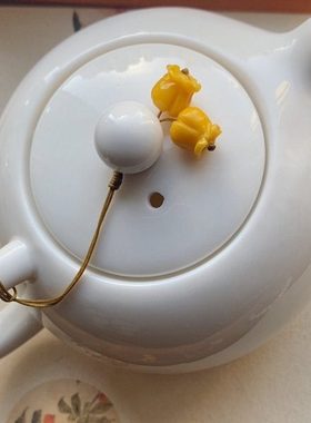 〔茶壶吊坠〕手编绳壶盖小提溜防烫挂件紫砂壶吊饰茶杯绑绳铃兰花