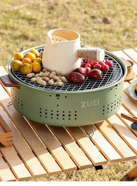 卓一生活乐逸户外碳烤炉ZY-2402L便携绿色分体式牢固耐用