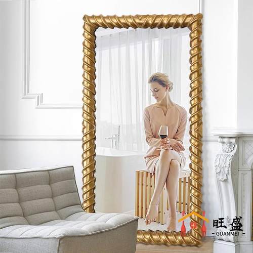 欧式复古全身镜轻奢壁挂穿衣镜子卧室创意美式玄关古典方形落地镜