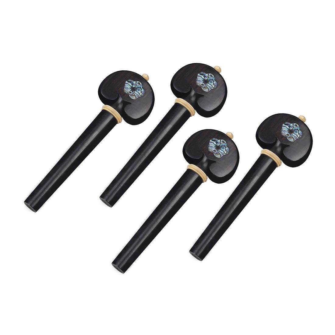 大提琴配件乌木弦轴4个装3/44/4手工雕花琴轴调音旋钮执手轴柄