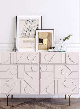 灰色钢琴烤漆六斗柜创意个性卧室电视柜现代简约储物柜床头柜整装