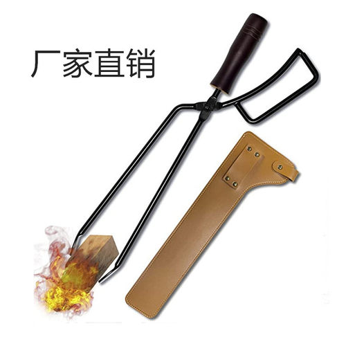 厂家现货烧烤碳夹子钳木炭夹鸭嘴碳火钳不烫手实心木把碳夹子套装